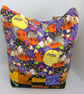 Halloween Trick or Treat Bag, Handmade Cotton Tote, Pumpkin Ghost Bag