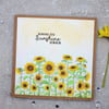 Card - cards handpainted, sunshine, sunflowers, blank inside, yellow, original