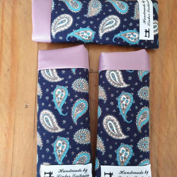 Handmade Padded Glasses Case - Navy Blue Paisley & Rose Satin