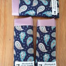 Handmade Padded Glasses Case - Navy Blue Paisley & Rose Satin