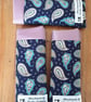 Handmade Padded Glasses Case - Navy Blue Paisley & Rose Satin