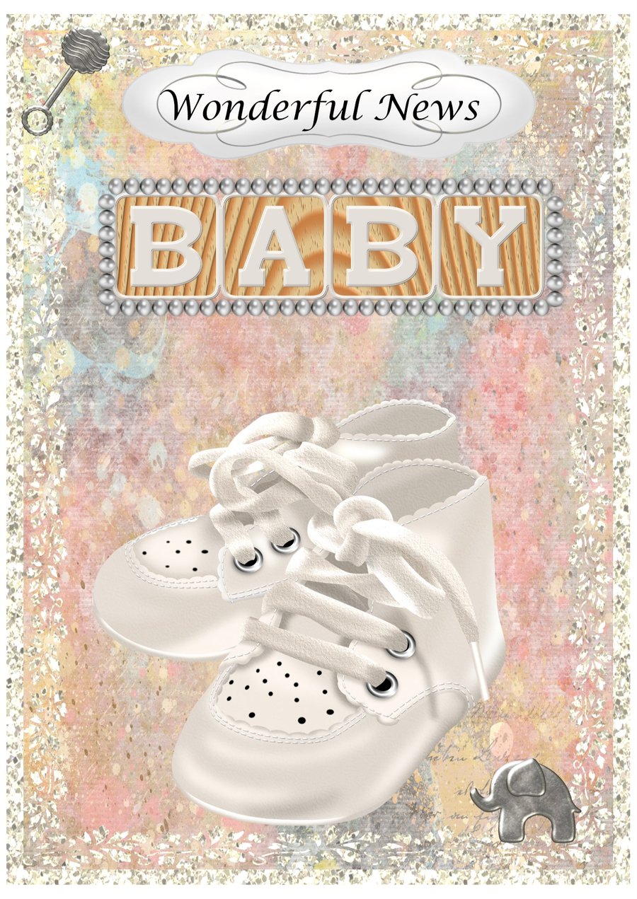 New Baby Card White Shoes