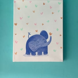 Baby Elephant and butterflies painting- nursery wall art  by Jo Brown