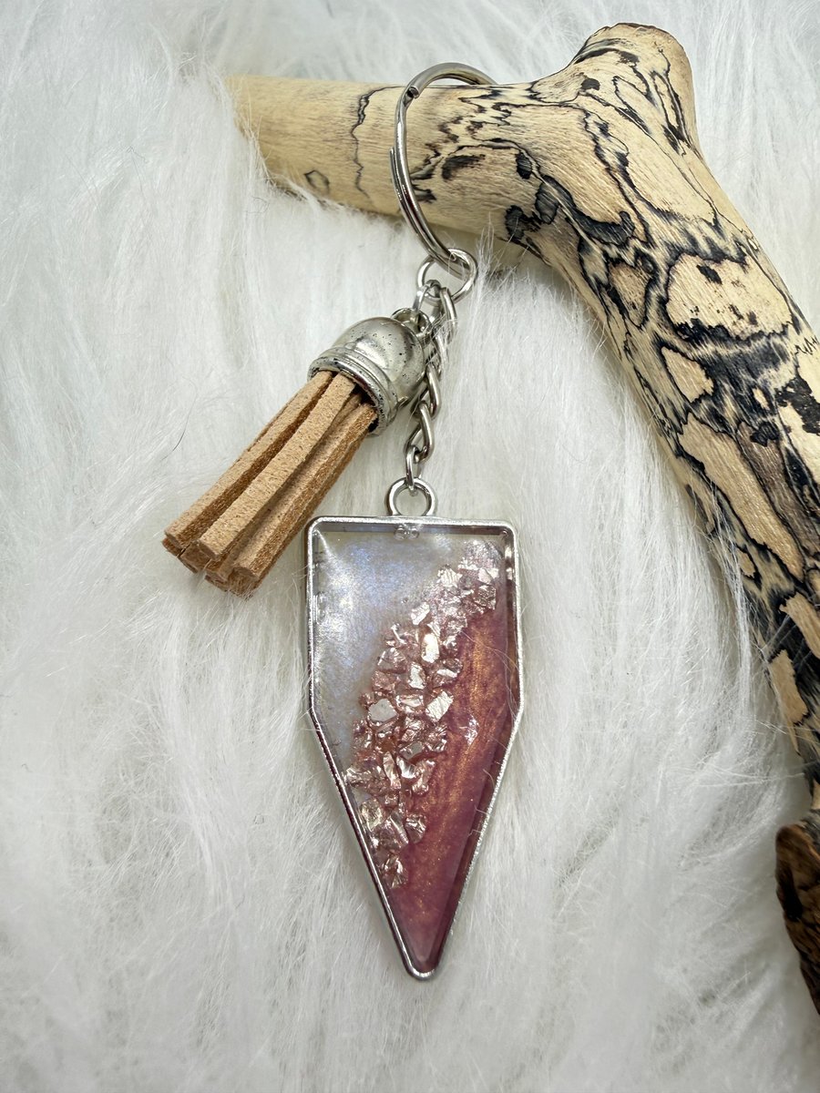 Resin keyring bag charm with tassel