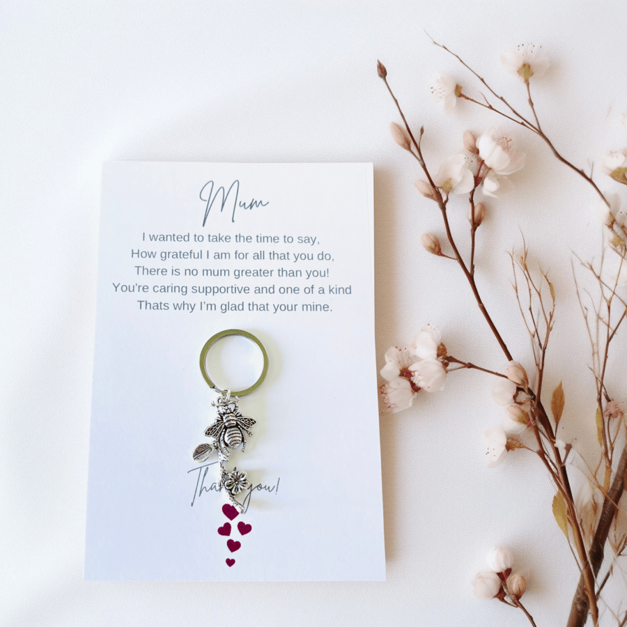 Thank You Gift for Mum bee flower keyring