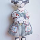 Georgie - Hand Embroidered Textile Art Doll, Eco-friendly, 16cms, Free Postage