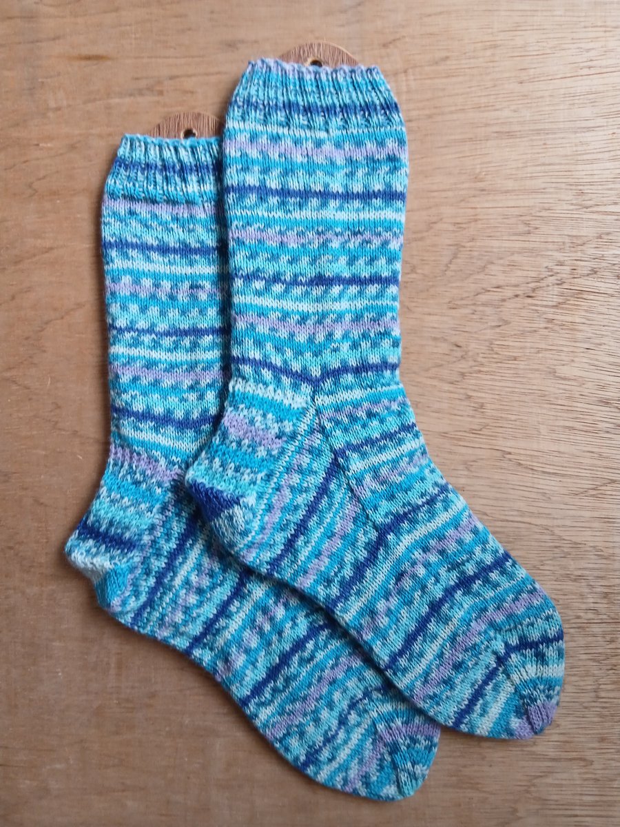 Socks, hand knitted, Med-Large, adult size 7-8