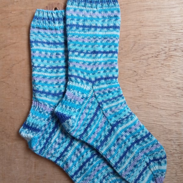 Socks, hand knitted, Med-Large, adult size 7-8