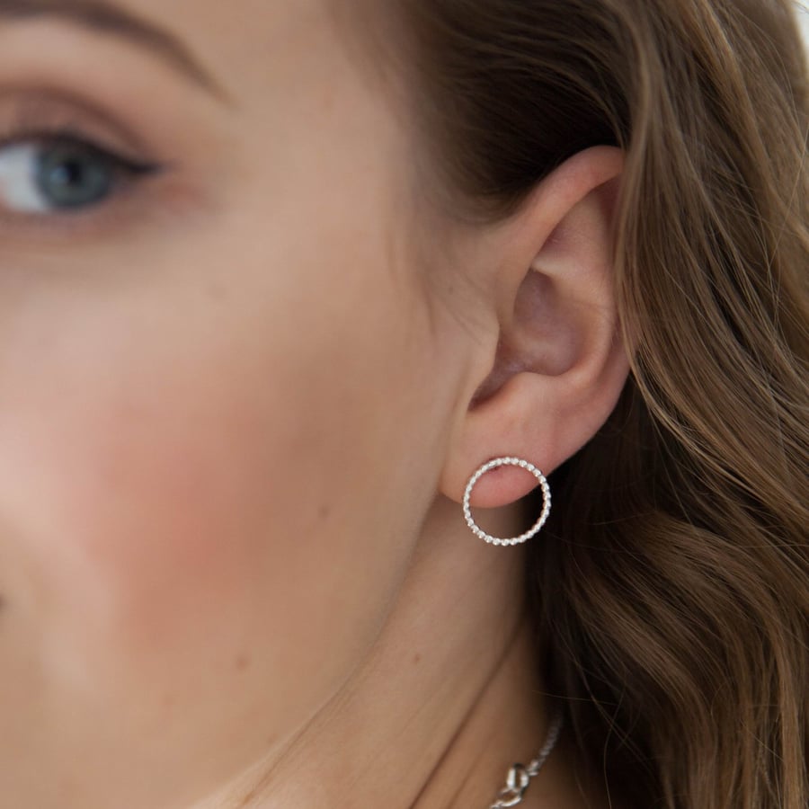 Shiny Silver Circle Earrings