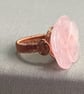 Rose Quartz Flower Copper Wire Wrap Cocktail Ring, Various Sizes - Image 3