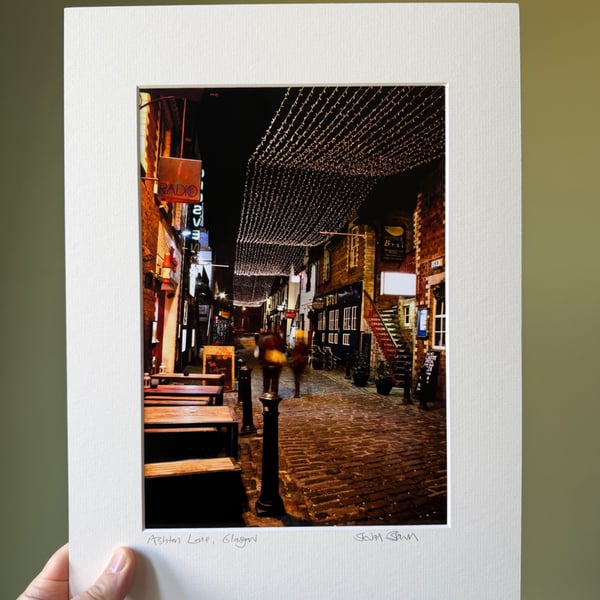 ASHTON LANE, GLASGOW signed mounted print