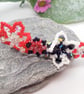 Beaded Floral Tiara With Red Black & White Beads, Prom Accessory - Image 2
