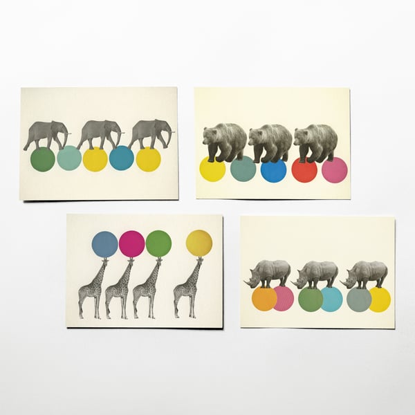 Retro Animal Postcard Set - Roaming Animals