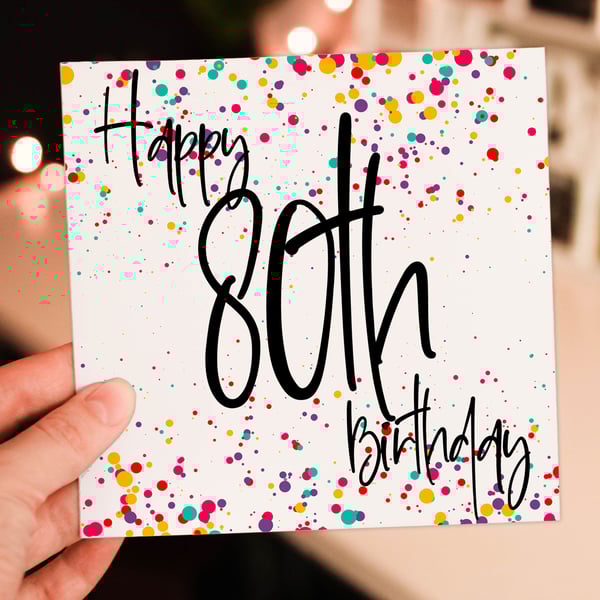 Age birthday card: Confetti - 21st, 30th, 40th, 50th, Any age