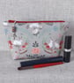 Make up bag, zipped pouch, rabbits, mushrooms - Image 3