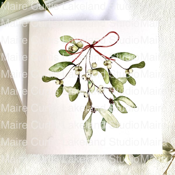 Watercolour Mistletoe Christmas Cards Pack of 4