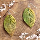 Handmade Ceramic Leaf Earrings, Hypoallergenic Autumn Jewelry