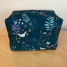 Ducks On A Pond Print Quilted Fabric Box Shape Wash Bag