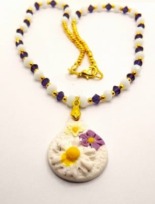 Polymer Clay and Precoisa Crystal Waterdrop Pendant