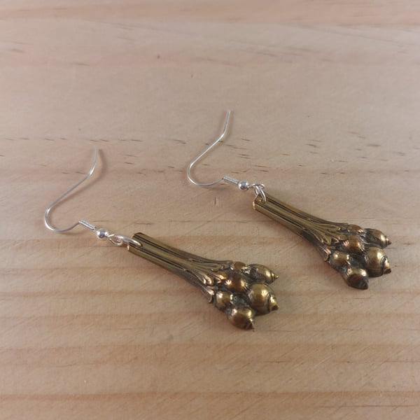 Upcycled Brass Lion Feet Sugar Tong Earrings (SPE102501)