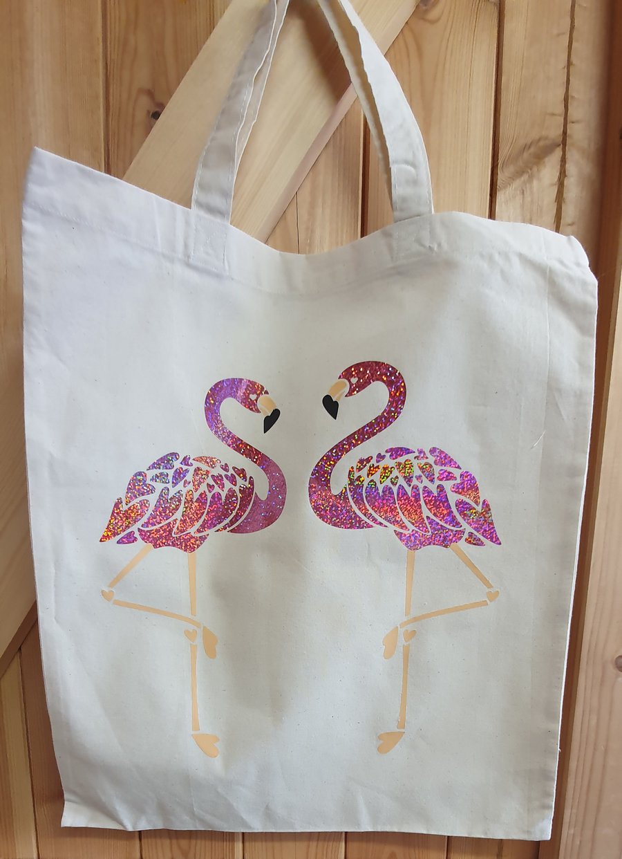 Cotton Tote Bag - Flamingoes 