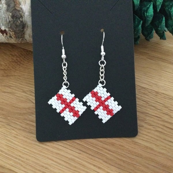 England World Cup St George Cross Flag Earrings