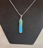 Blue resin wire wrapped silver pendant - Image 1