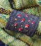 Unisex cowl woven in greens and purple hand dyed yarn with mushroom embroidery - Image 4