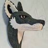 Faux fox wall mount in  dark green tartan fabric- Finbar