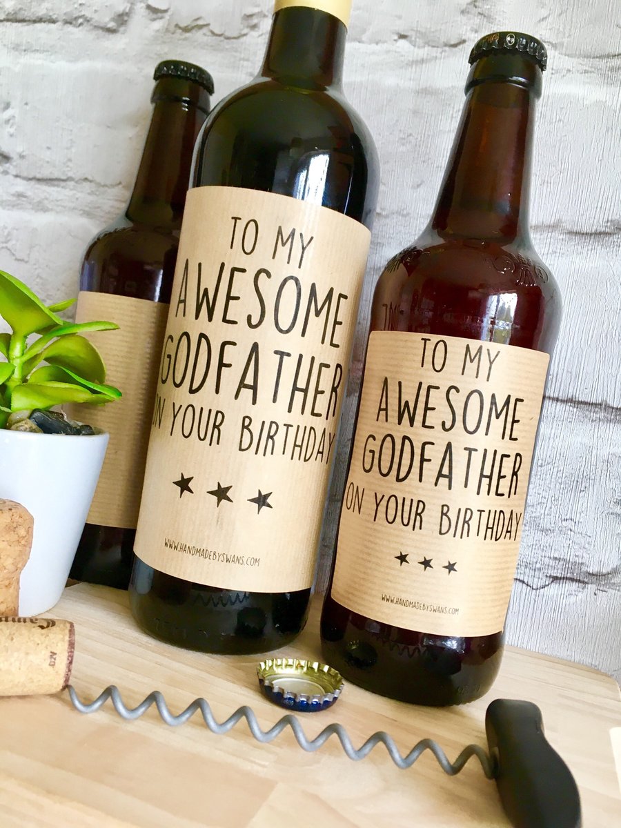 Godfather birthday gift, wine label, Beer Bottle label, Godfather Gift, Replacem