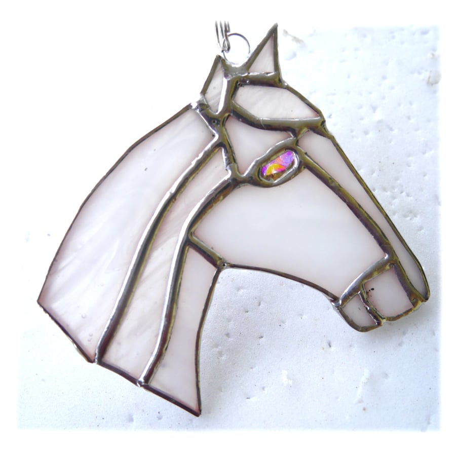 Horse Suncatcher Stained Glass Horsehead White