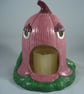 Pink Ceramic Flower Cottage Woodland House Candle Tealight Holder Ornament. - Image 3