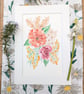 Summer Seconds Hand-painted original Dried Flower bouquet watercolour painting