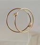 Gold Hoops 14 ct 16 mm Gold Fill Sleeper Earrings Slim Golden  Eye Hook Closure - Image 9