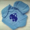 Boys Hooded Jumper with a Car Motif, Baby Shower Gift, Custom Make, Jumper