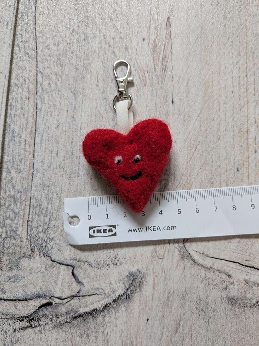 Felted Heart keyring or bag charm