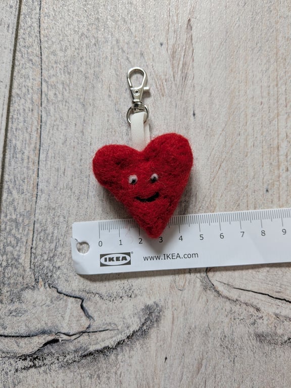 Felted Heart keyring or bag charm