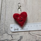 Felted Heart keyring or bag charm