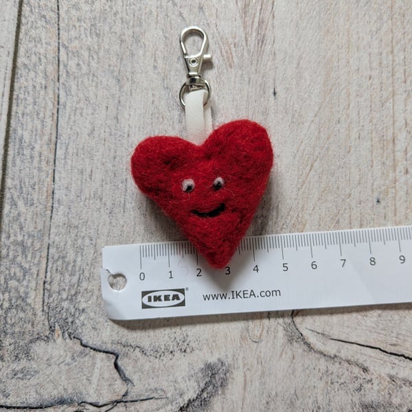 Felted Heart keyring or bag charm