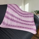 Hand Knitted Pink Fair Isle Baby Blanket Pram Pushchair Moses Basket Throw