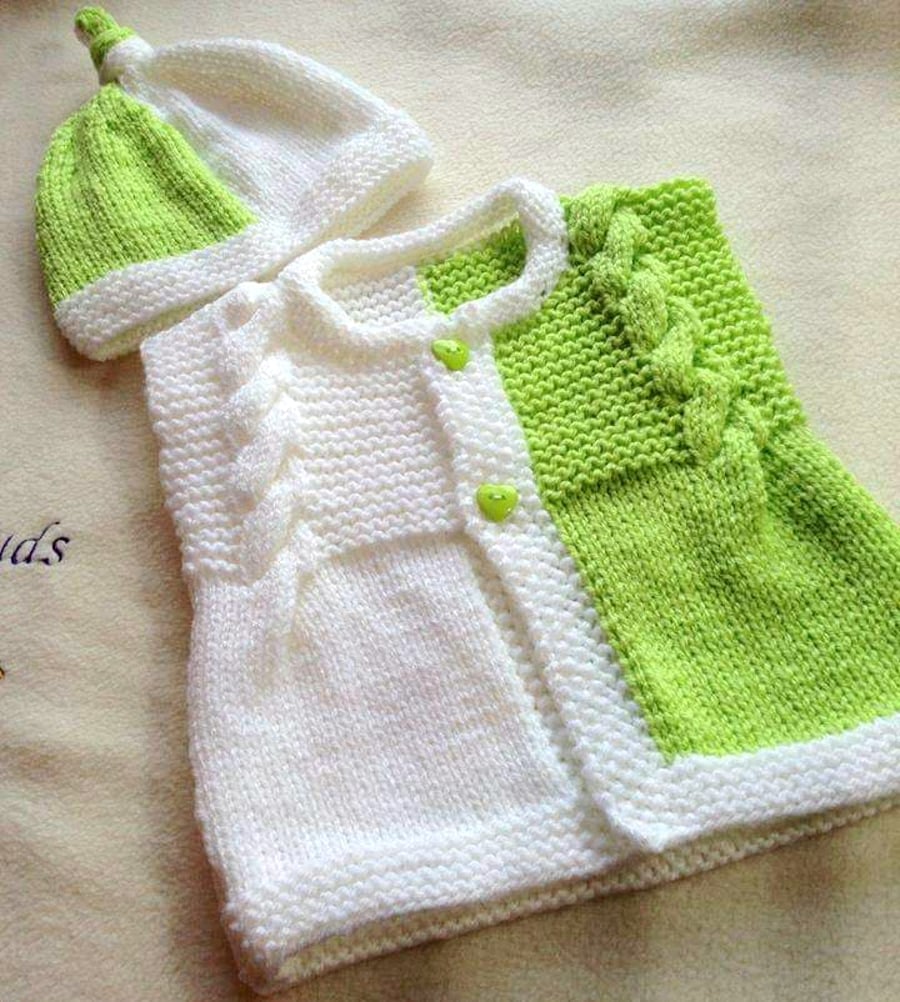 Knitting pattern for Elizabeth baby cardigan, waistcoat, vest, Patterns