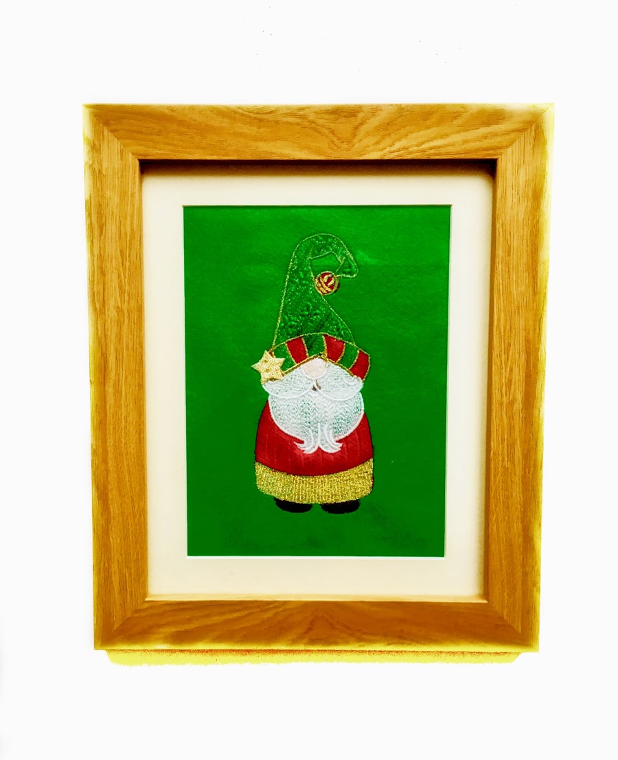 Gnome Sweet Gnome embroidered picture 