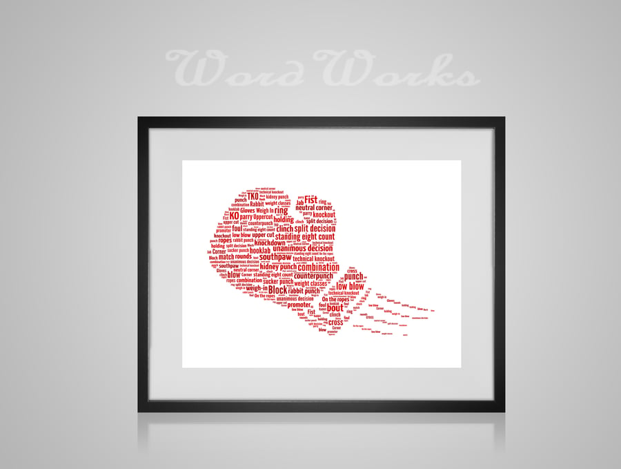 Personalised Boxer Boxing Red Glove Design Word Art Gifts 