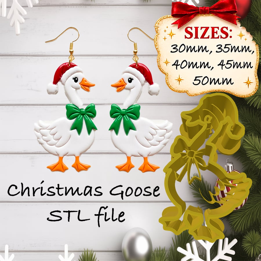 Christmas Goose clay cutter stl file for 3d printing emailed 