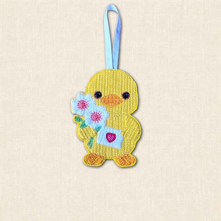Knit Stitch Chick Decoration - Embroidered Felt Hanging Decor