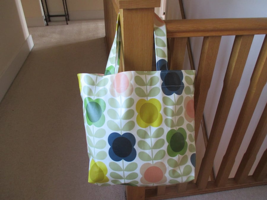 Handmade PVC OIlcloth Shopping  Tote Beach Bag Orla Kiely