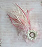 Ivory Dusky Rose Pink Feather and Floral Cameo Regency Victoriana Fascinator