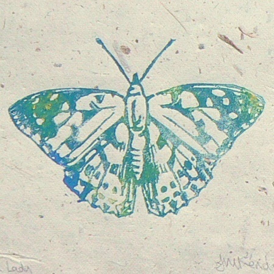 Painted Lady butterfly linocut
