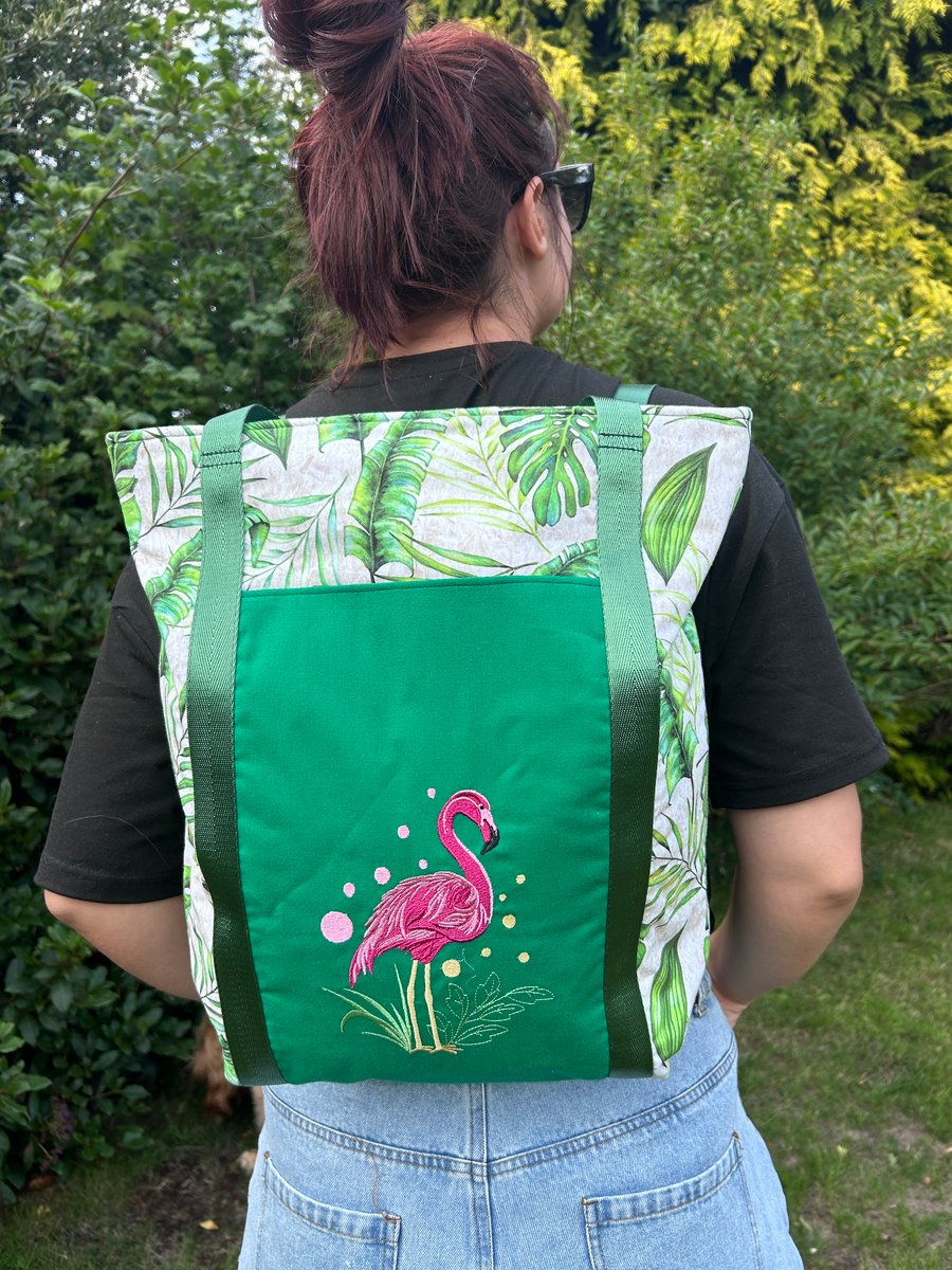 Tote Bag Backpack Crossover Flamingo