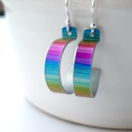 Hoop earrings in rainbow stripes